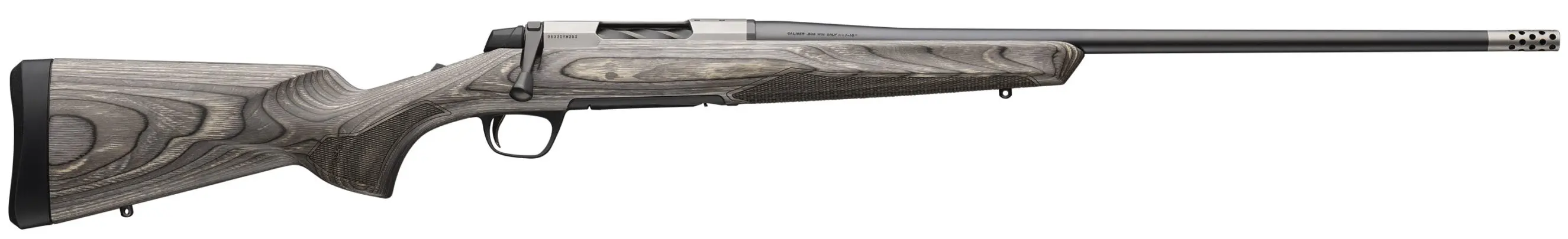 Bolt-action rifle with wooden stock and metal barrel.