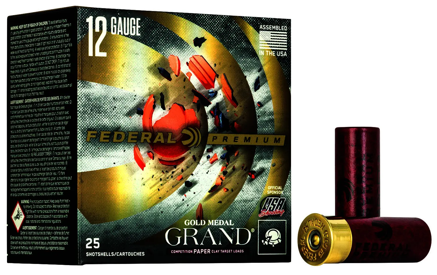 Federal GMT11775 Premium Gold Medal Paper 12Gauge 2.75" 1 1/8oz 7.5Shot 25 Per Box/10 Case