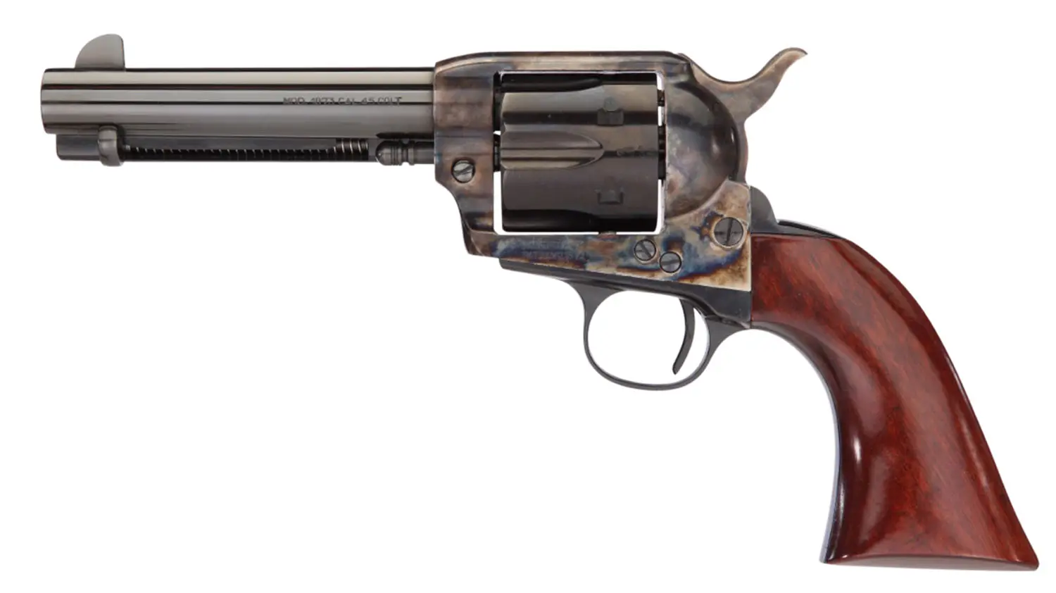 Taylors & Company 555148DE 1873 Cattleman Gunfighter 357 Mag 6rd 4.75" Blued Cylinder & Barrel Color Case Hardened Steel Frame Walnut Army Size Grip (Taylor Tuned)