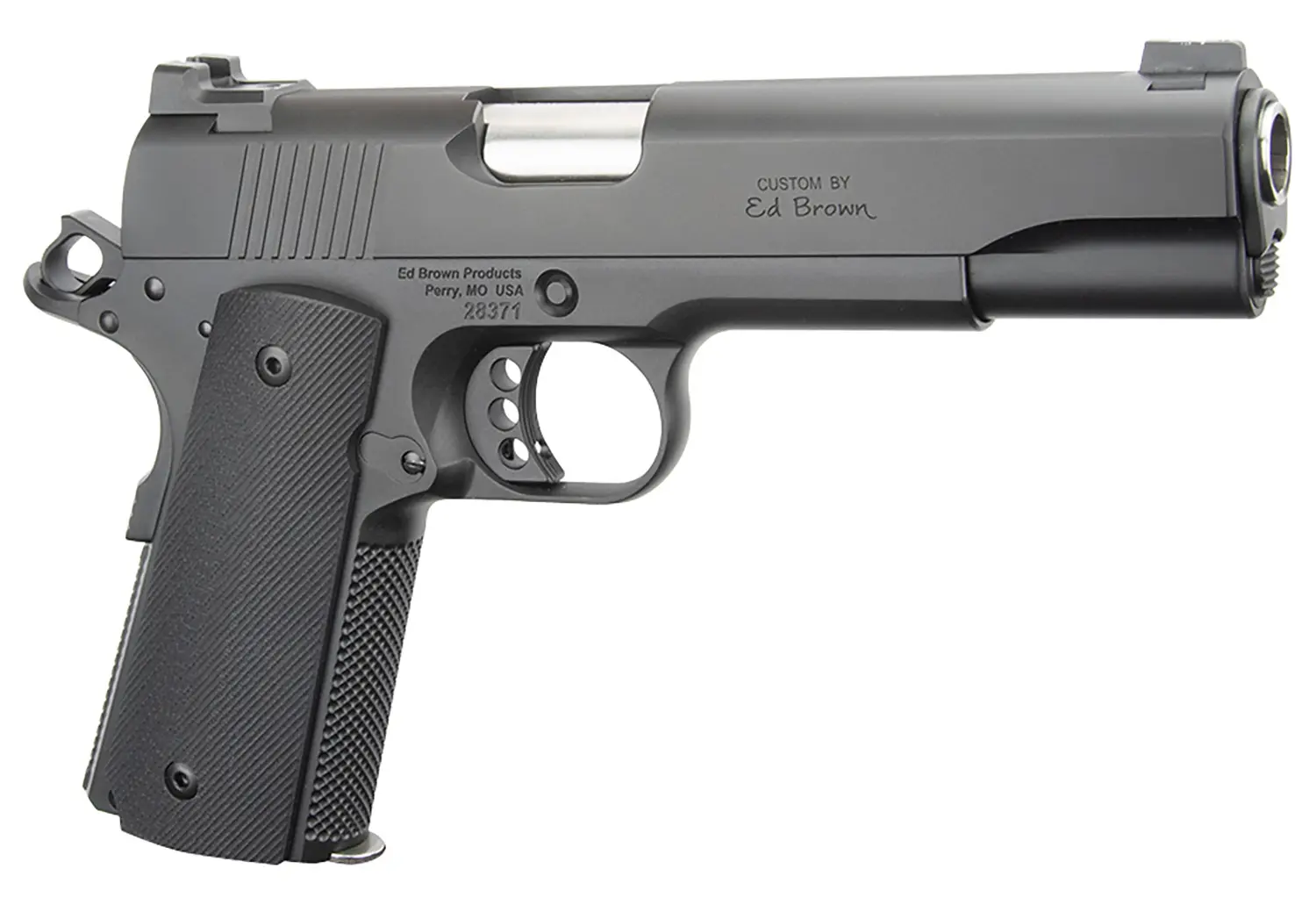 Ed Brown SF18G4 Special Forces Gen4 45 ACP 7+1 5" Stainless Steel Barrel, Stealth Gray Serrated Carbon Steel Slide, Stealth Gray Stainless Steel Frame w/Beavertail, Black VZ Grip, Right Hand