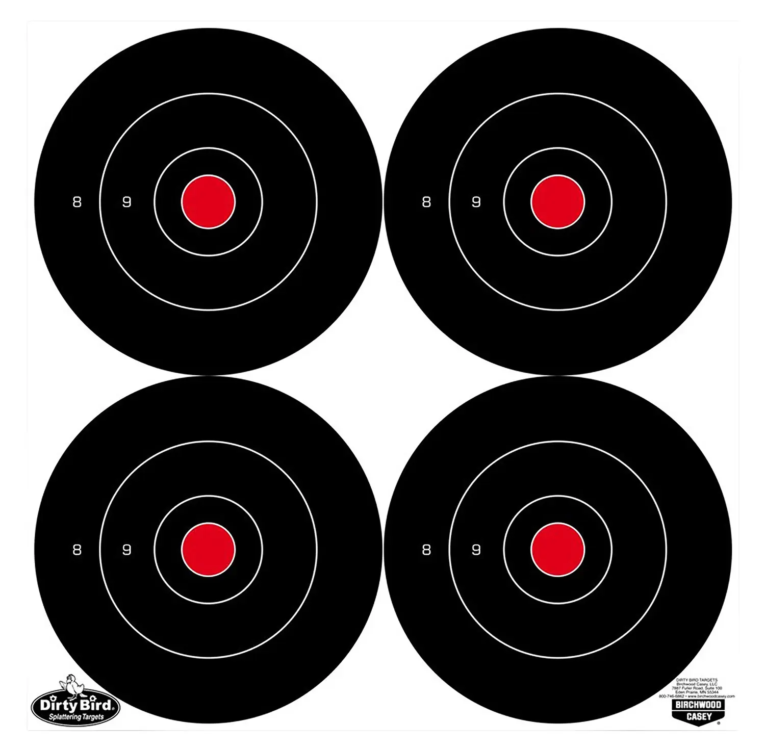 Birchwood Casey 35570 Dirty Bird 6" Bullseye Tagboard Hanging Black/White 100 Per Pkg