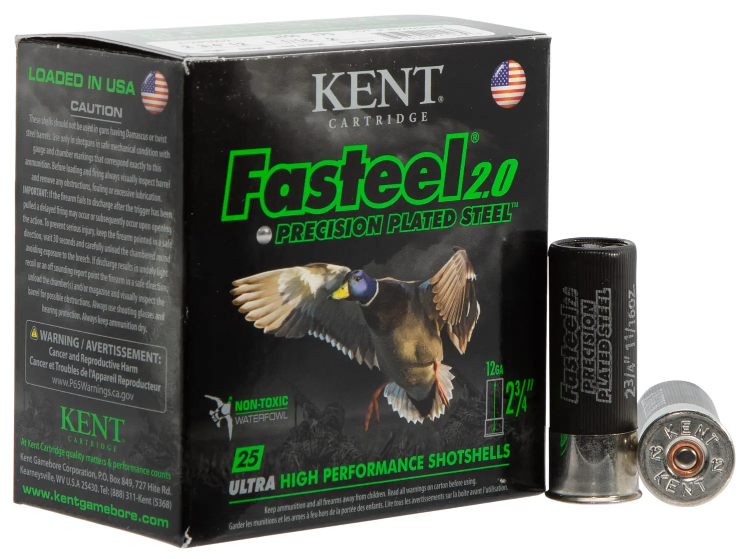 Kent Cartridge K122FS302 Fasteel 2.0 12 Gauge 2.75" 1 1/16 oz 2 Shot 25 Per Box/ 10 Case