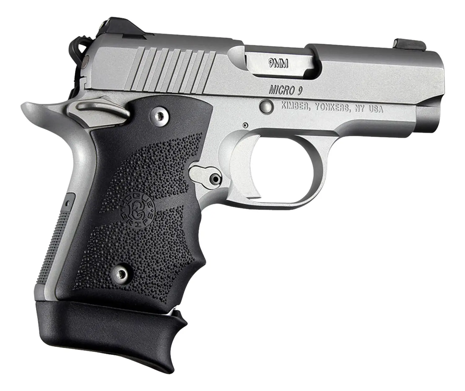 Hogue 39080 Rubber Grip Cobblestone Black with Finger Grooves for Kimber Micro 9