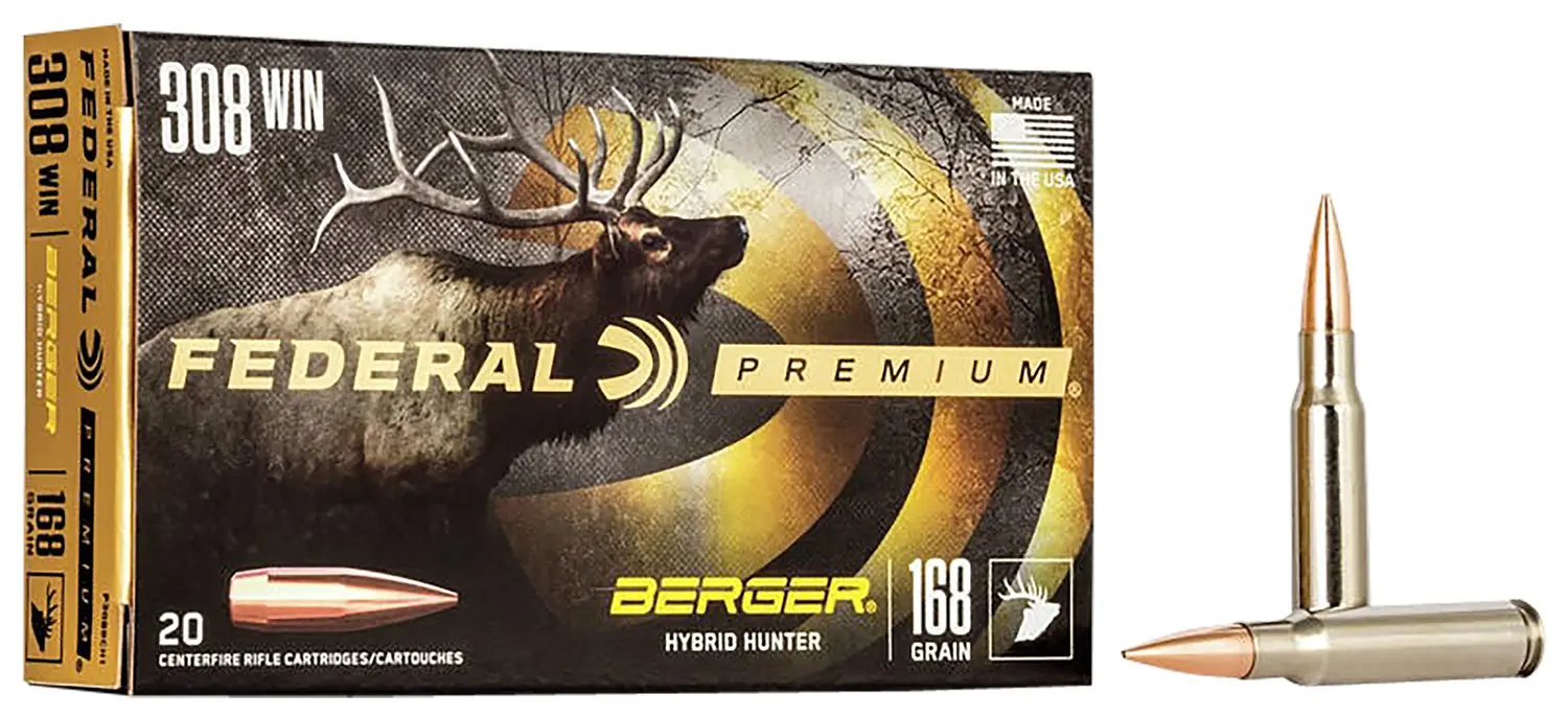 Federal P308BCH1 Premium 308Win 168gr Berger Hybrid Hunter 20 Per Box/10 Case