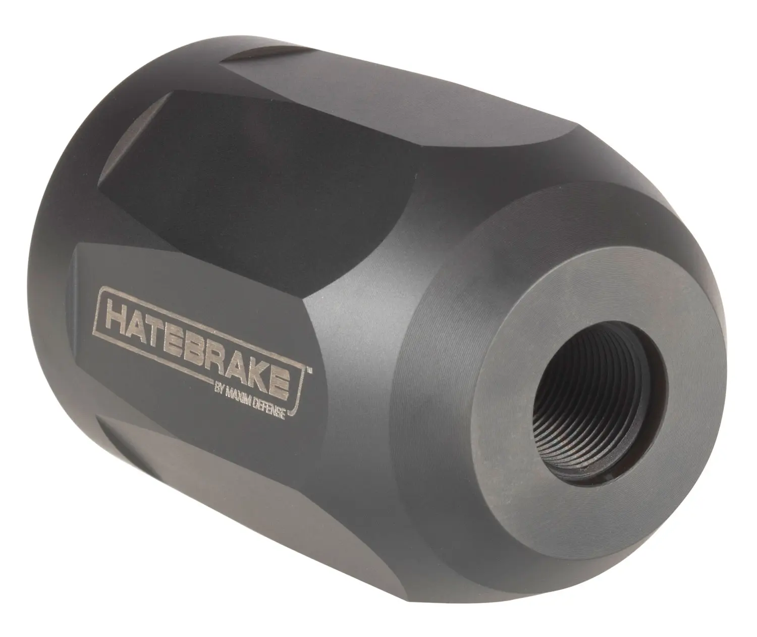 Maxim Defense MXM47707 Hate Brake Black DLC 17-4 Stainless Steel with 1/2"-28 tpi Threads, 2.40" OAL, 1.50" Diameter & Octagon Shape for 5.56x45mm NATO
