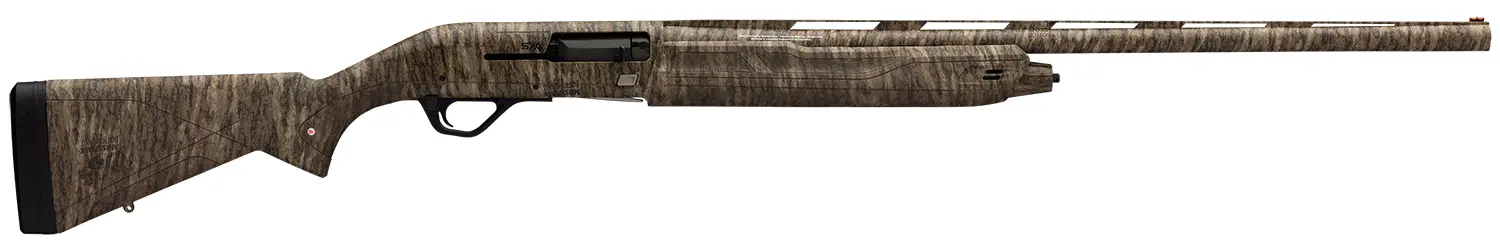 Rifle with wooden stock and camouflage finish, ideal for hunting and outdoor shooting.