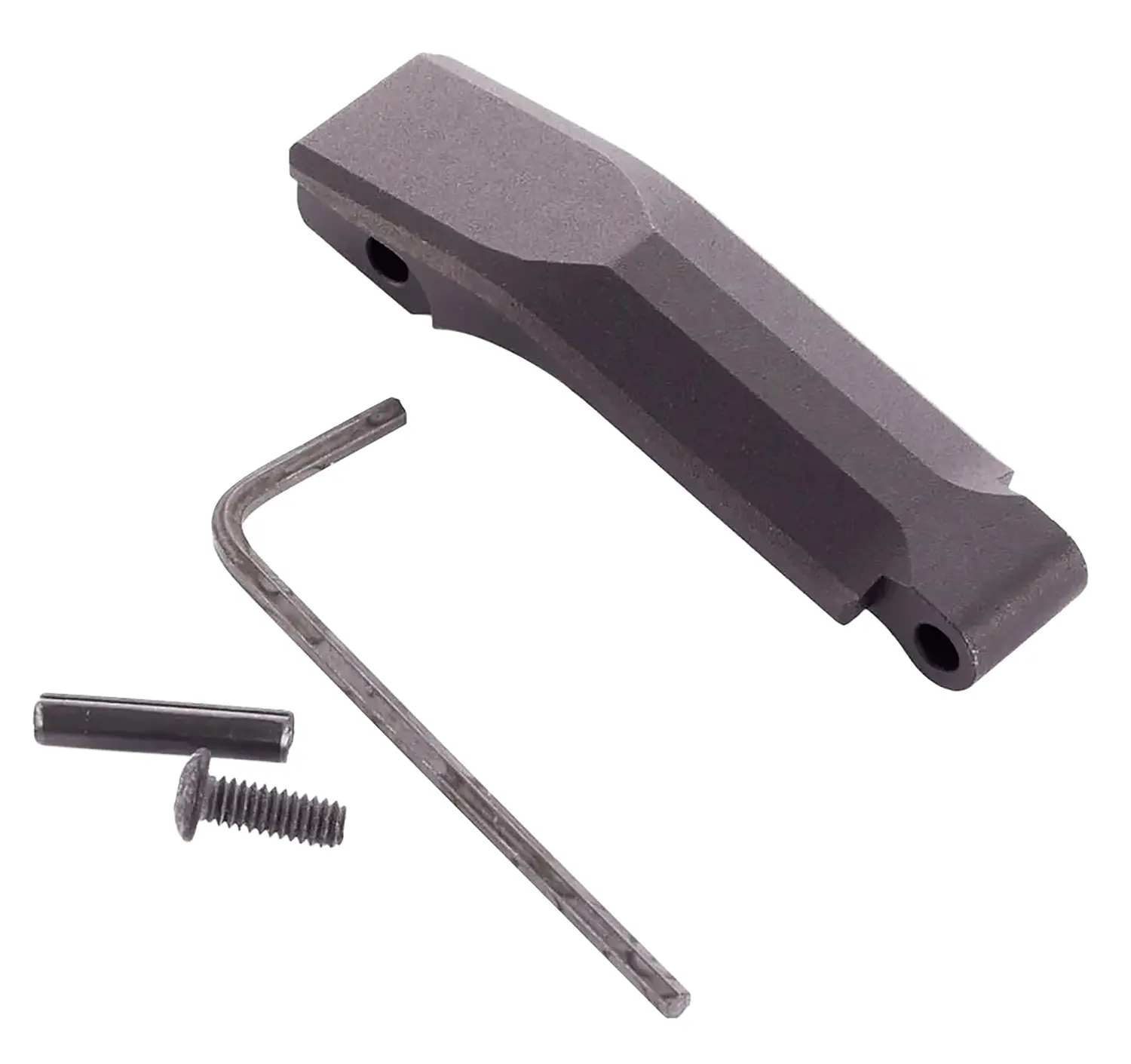 Gun mounting block with Allen wrench and screw for firearm assembly or repair.