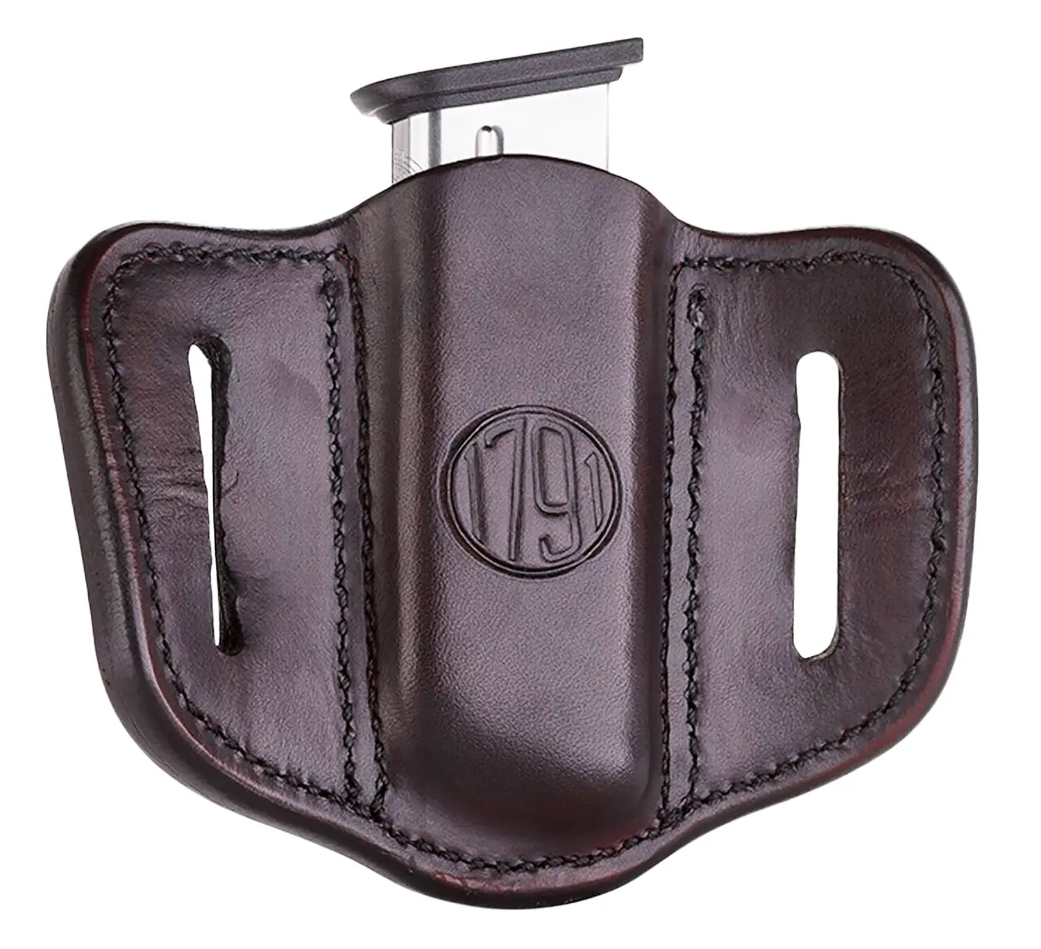 1791 Gunleather MAG11SBRA MAG1.1 Single Mag Holster Signature Brown Leather Belt Slide Compatible w/ Single Stack Ambidextrous