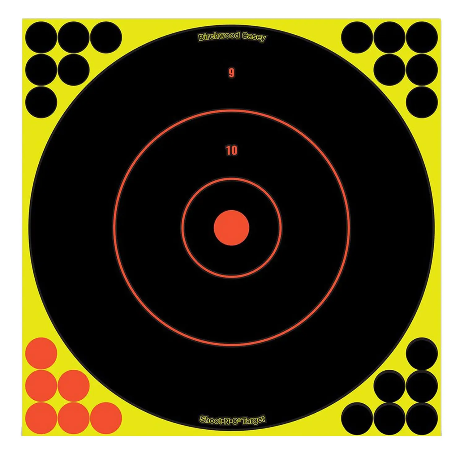 Birchwood Casey 34070 Shoot-N-C Reactive Target Self-Adhesive Paper Black/Yellow/Red 12" Bullseye 100 Pack