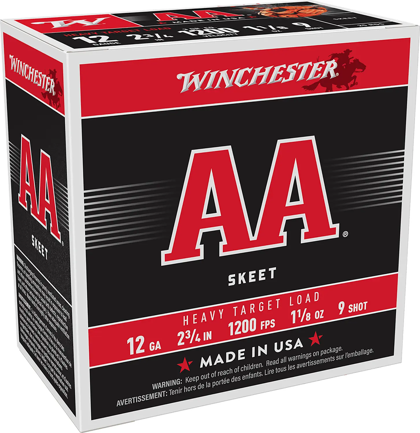 Winchester Ammo AAM129 AA Heavy 12Gauge 2.75" 1 1/8oz 9Shot 25 Per Box/10 Case