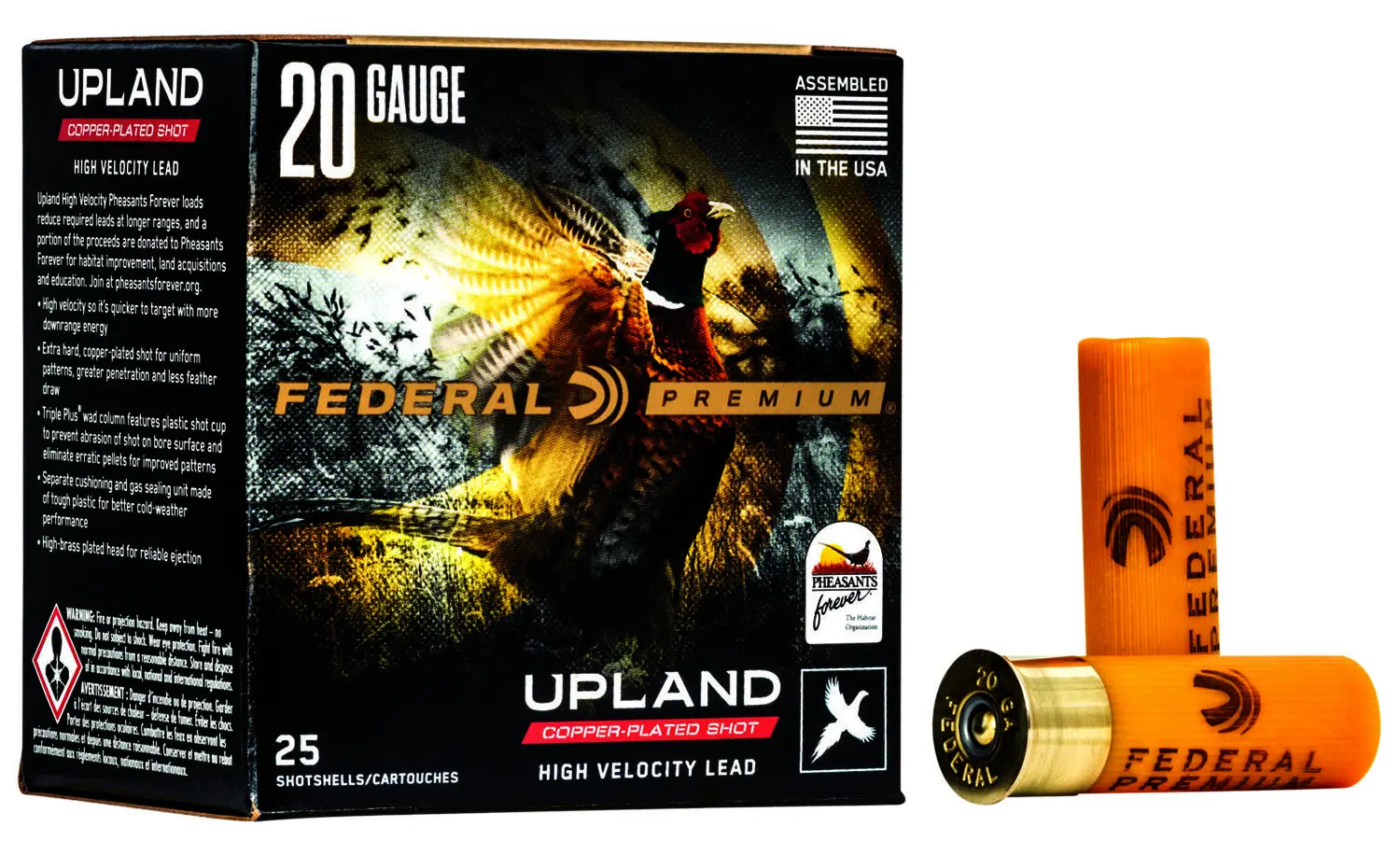 Federal PF2044 Premium Wing-Shok Pheasant Forever High Velocity 20Gauge 2.75" 1oz 4Shot 25 Per Box/10 Case