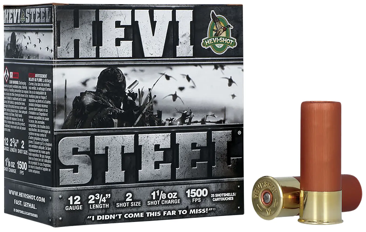 HEVI-Shot HS61222 HEVI-Steel 12Gauge 2.75" 1 1/8oz 2Shot 25 Per Box/10 Case
