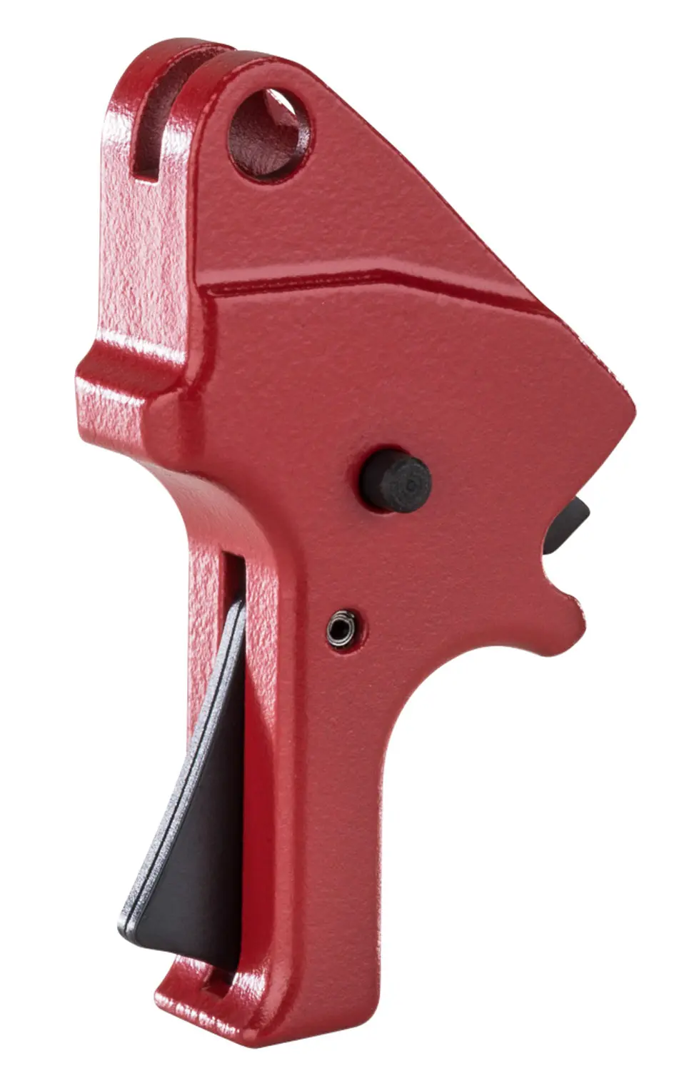 Red gun safety trigger lock for firearm security and safety.