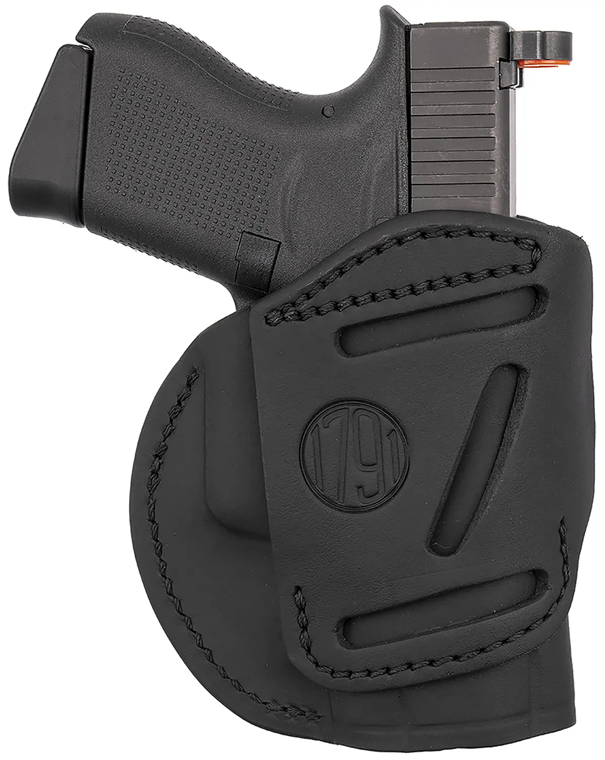 1791 Gunleather 4WH3SBLL 4-Way IWB/OWB Size 03 Stealth Black Leather Belt Clip Compatible w/Glock 26/Ruger LC9/S&W M&P Shield/2.0 9/40 Left Hand