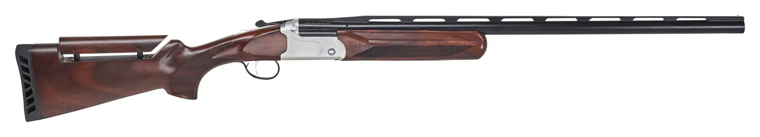 Stevens 23222 555 Trap 12 Gauge 3" 1rd 30" Vent Rib Barrel, Silver Aluminum Receiver, Turkish Walnut Fixed Adjustable Comb Stock Ambidextrous