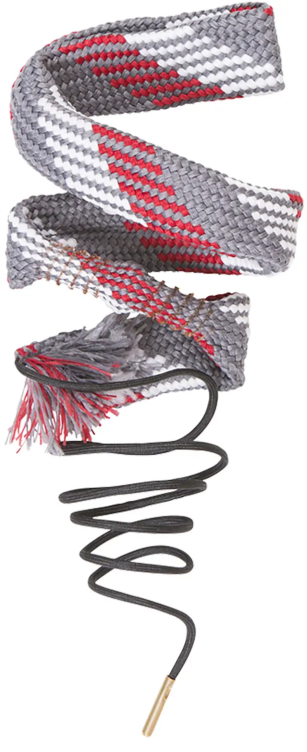 Gun safety rope lanyard with adjustable cord and clip for secure firearm attachment.