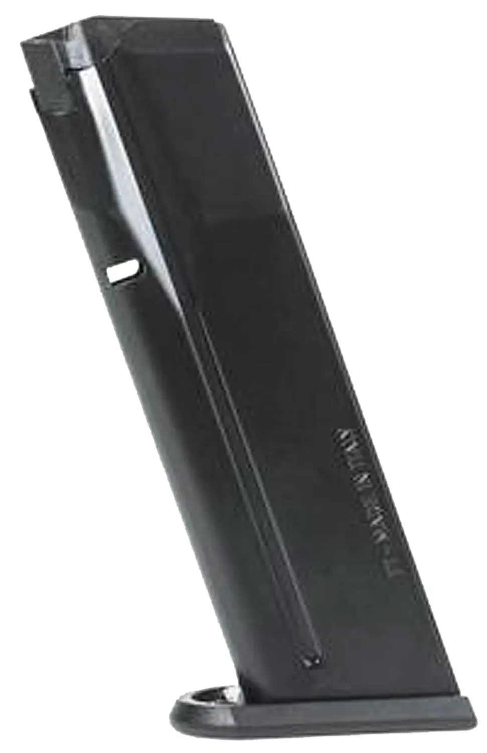 Black firearm magazine for loading bullets into rifles or handguns.