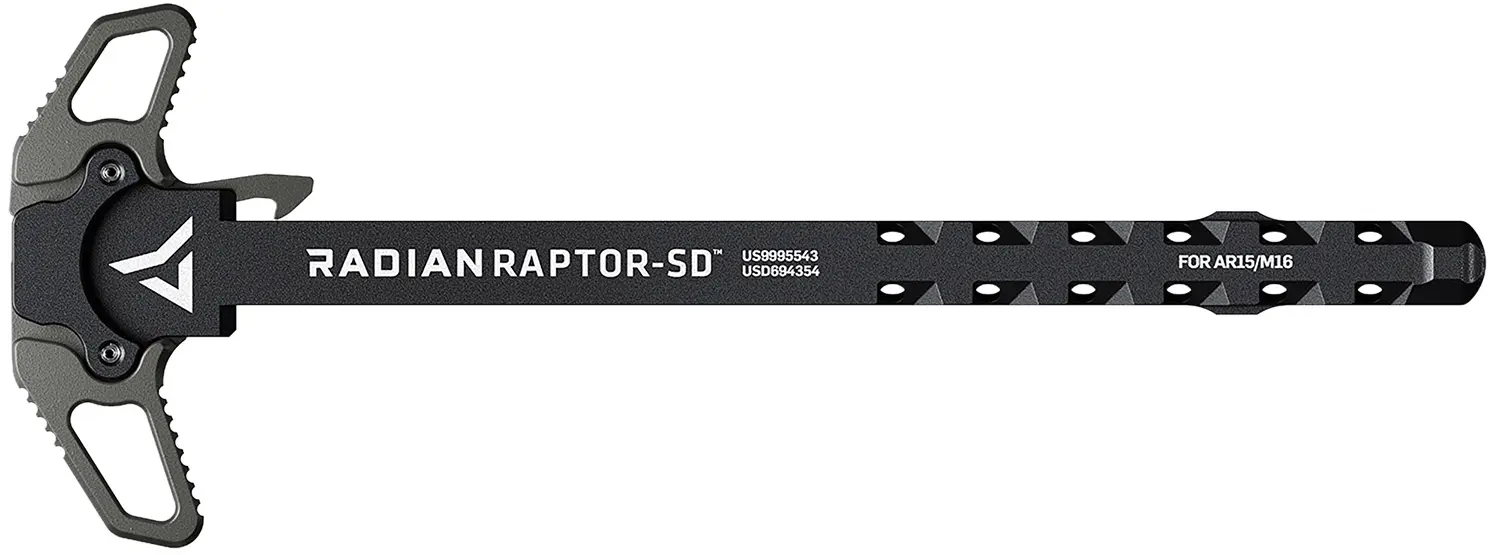 Radian Weapons R0561 Raptor SD Ambi Charging Handle, Radian Gray, Gas Ported Shaft, Fits Mil-Spec AR-15/M16 Platform