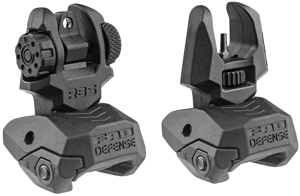 FAB Defense FXFRBS Front/Rear Folding Back-Up Sights AR-15/ M16/ M4 Low Profile Dual Aperture Rear Sight Black Polymer and Metal