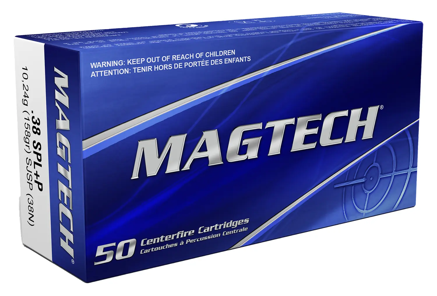 Magtech 50-round box of centerfire cartridges for firearms.
