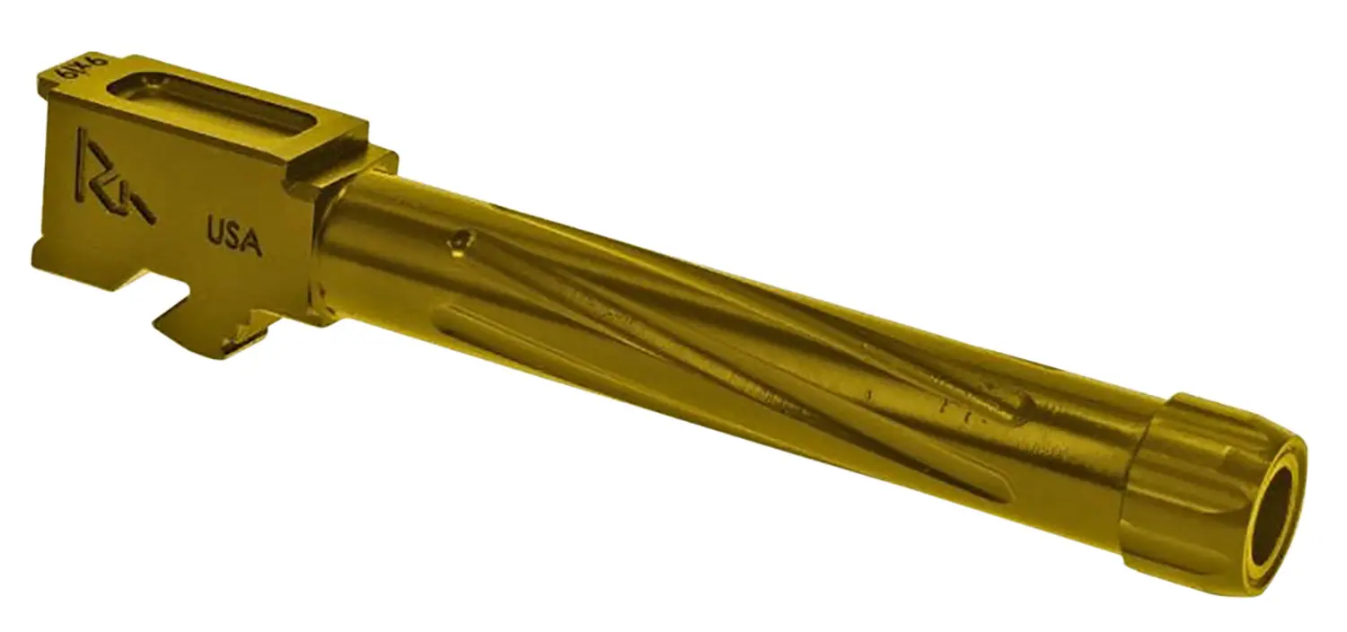 Rival Arms RA20G104E Precision Match Grade 9mm Luger Compatible w/Glock 17 Gen5, 4.49" Fluted Threaded Gold PVD Stainless Steel
