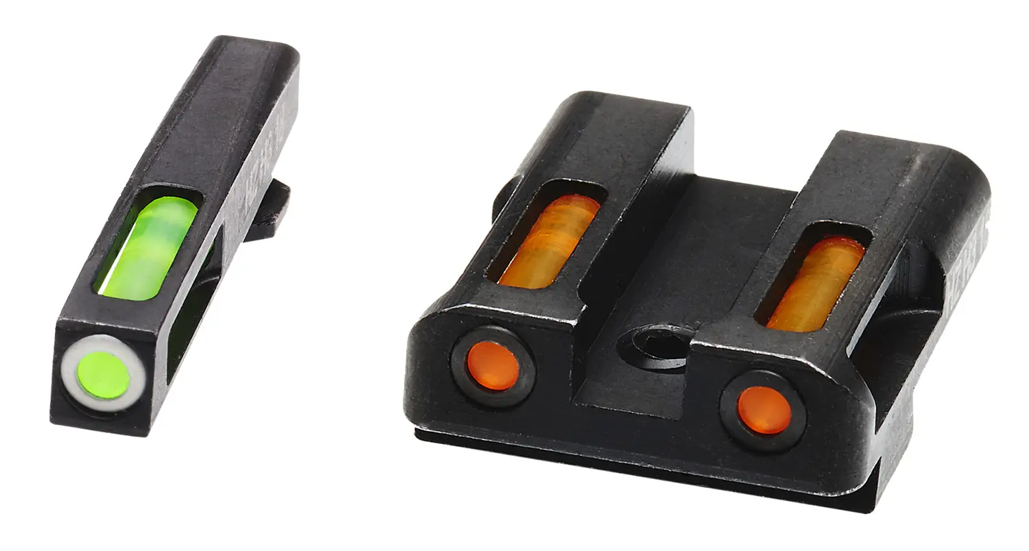 HiViz GLN425 LiteWave H3 Sight Set for Glock Green Tritium White Outline Front Sight-Orange Fiber Optic Rear Sight