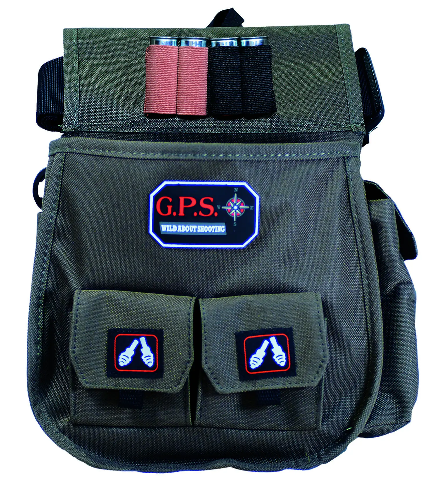 GPS Bags 1093CSP Deluxe Double Shotshell Pouch Olive Polyester Waist Mount 30-52" Belt