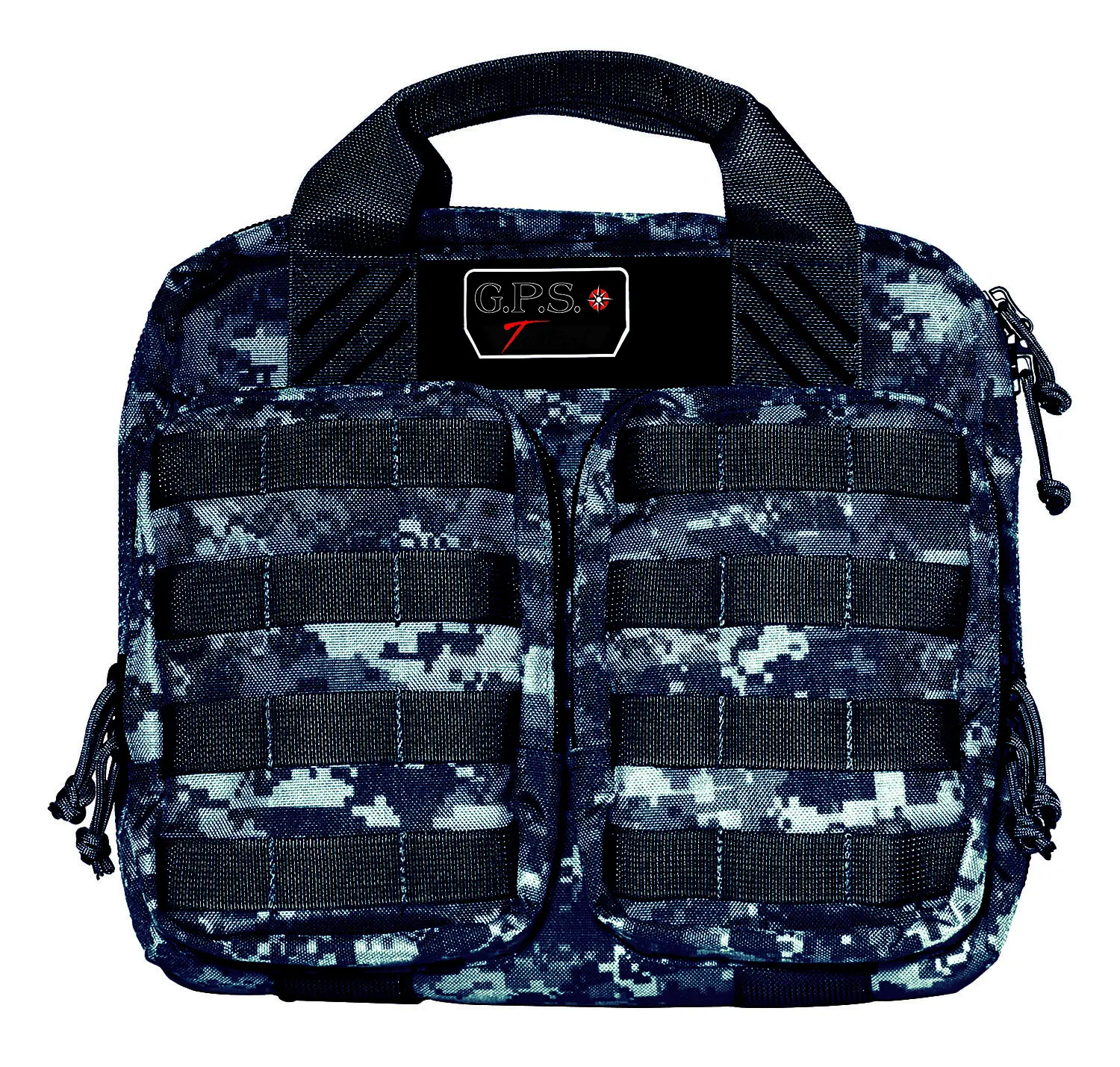 GPS Bags T1413PCG Double +2 Tactical Gray Digital 1000D Nylon Teflon Coating with Visual ID Storage System, Lockable YKK Zippers, MOLLE Webbing & Ammo Storage Pockets Holds UP To 4 Handguns