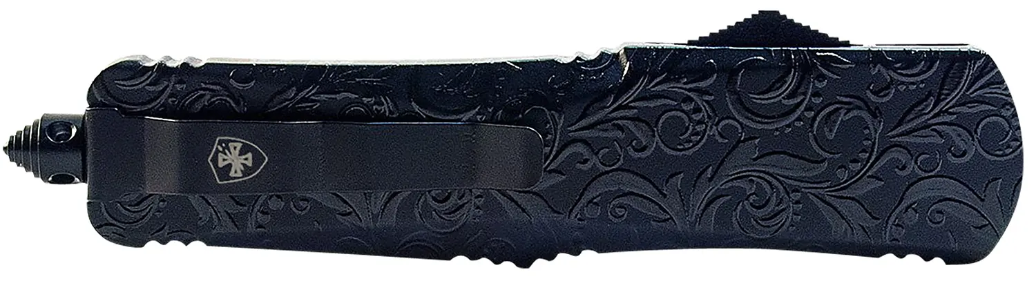 Templar Knife MMDG131 Gen II Maiden Gloss Slim 3.43" OTF Dagger Plain Black Oxide Stonewashed 440C SS Blade, 5.05" Black Gloss Aluminum Handle, Glass Breaker