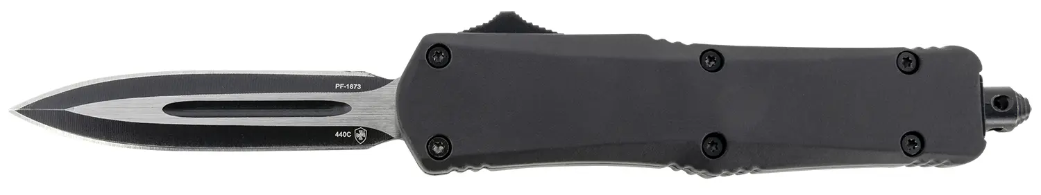 Templar Knife SBR131 Gen II Small 2.69" OTF Dagger Plain Black Oxide Stonewashed 440C SS Blade, 4.31" Black Aluminum/Rubber Handle, Glass Breaker