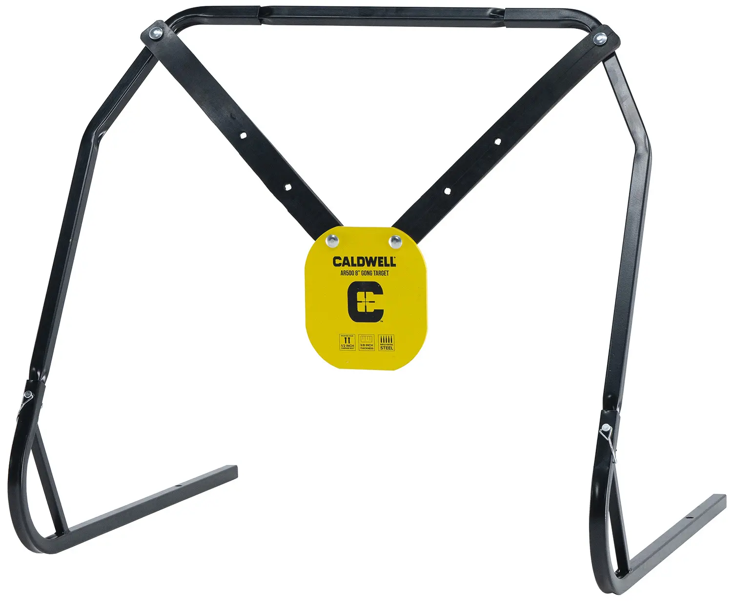 Caldwell 1140016 Gong & Target Stand 8" Yellow AR500 Steel Gong Hanging Includes XL Strap Hangers