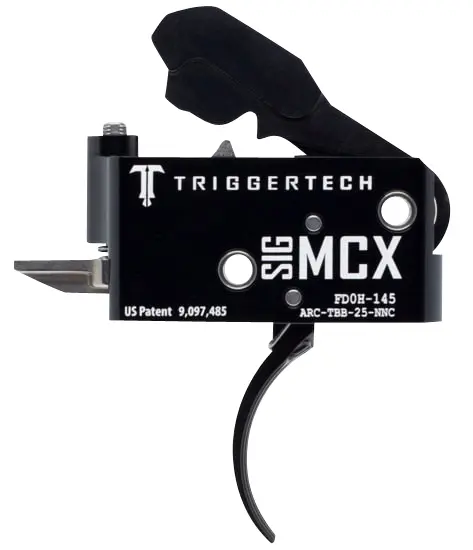 Triggertech SIG MCX firearm trigger with safety lever and trigger guard.
