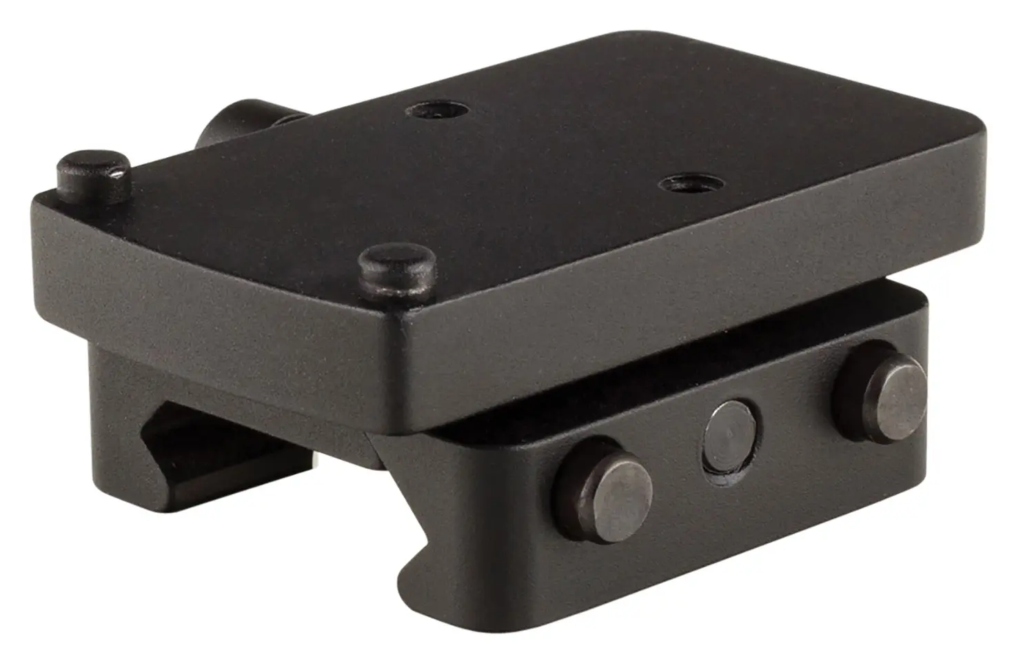 Durable black gun mounting platform for secure firearm attachment.