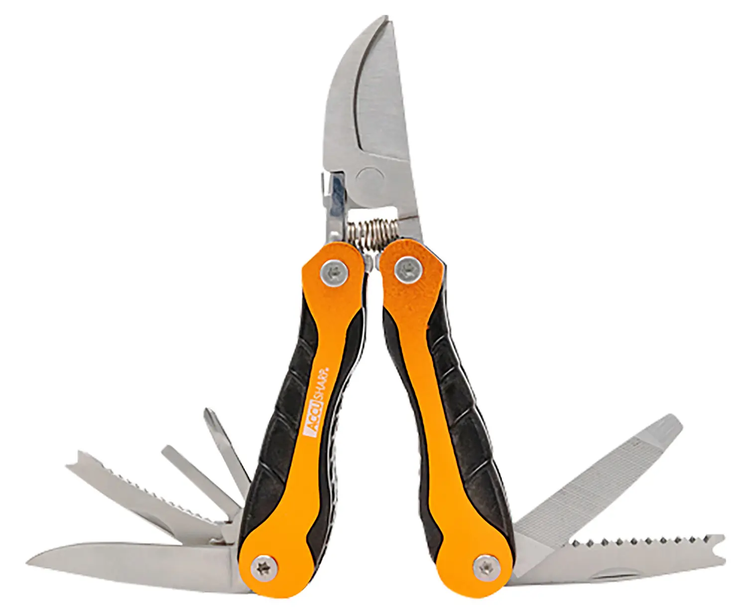 AccuSharp 085C Sportsman's Black/Orange Folding Plain Blade Includes Nylon Case with Belt Clip