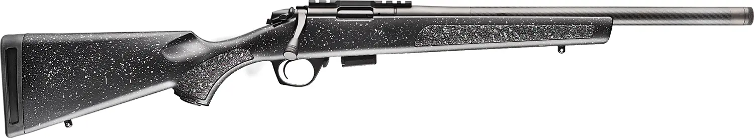 Bergara Rifles BMR006 BMR Carbon Fiber Full Size 17 HMR 5+1/10+1 20" Matte Blued Carbon Fiber/Steel Threaded Barrel & Drilled & Tapped Steel Receiver, Fixed Black/Gray Speckled Synthetic Stock