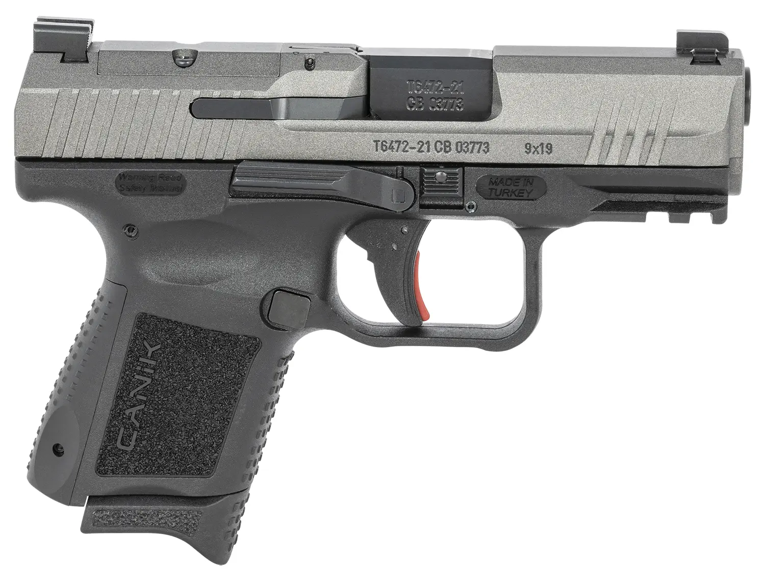 Canik HG6597TN TP9 Elite Subcompact 9mm Luger 3.60" 12+1 Black Tungsten Gray Cerakote Steel Slide Black Interchangeable Backstrap Grip
