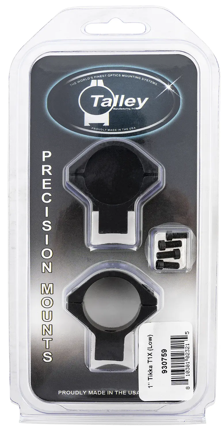 Talley 930759 Scope Mount/Ring Combo Black Anodized Aluminum 1" Tube Tikka T1/T1X Low Rings 0 MOA