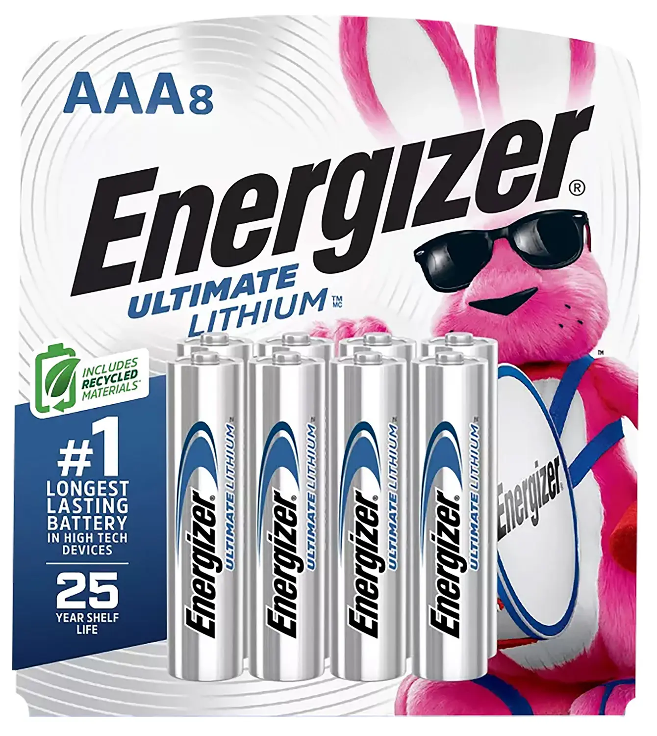 Energizer L92SBP8H3 AAA Ultimate Lithium Silver 1.5V Lithium, Qty (8) Single Pack