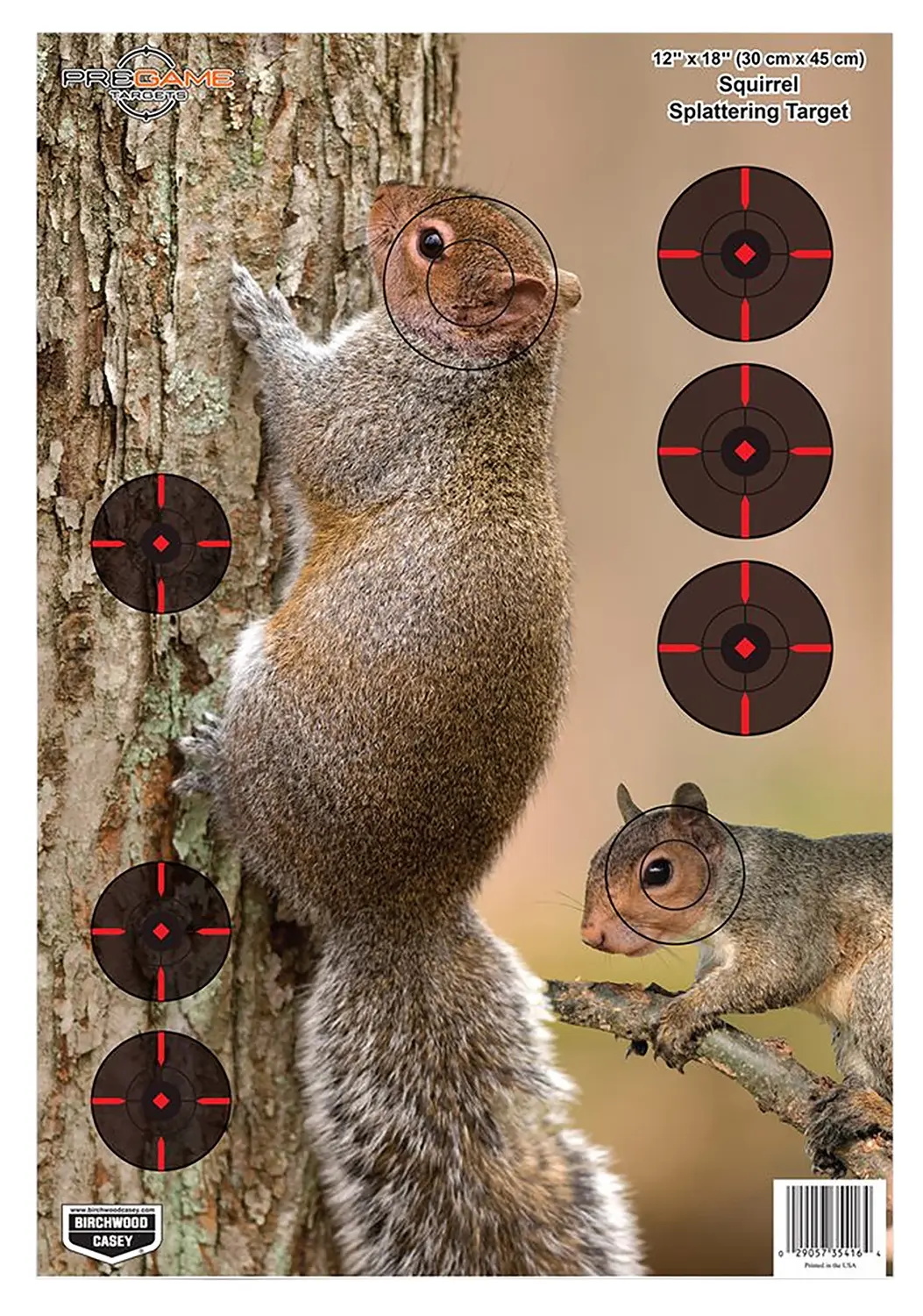 Birchwood Casey 35406 Pregame Squirrel Paper Hanging Rifle 12" x 18" Impact Enhancement 8 Per Pkg