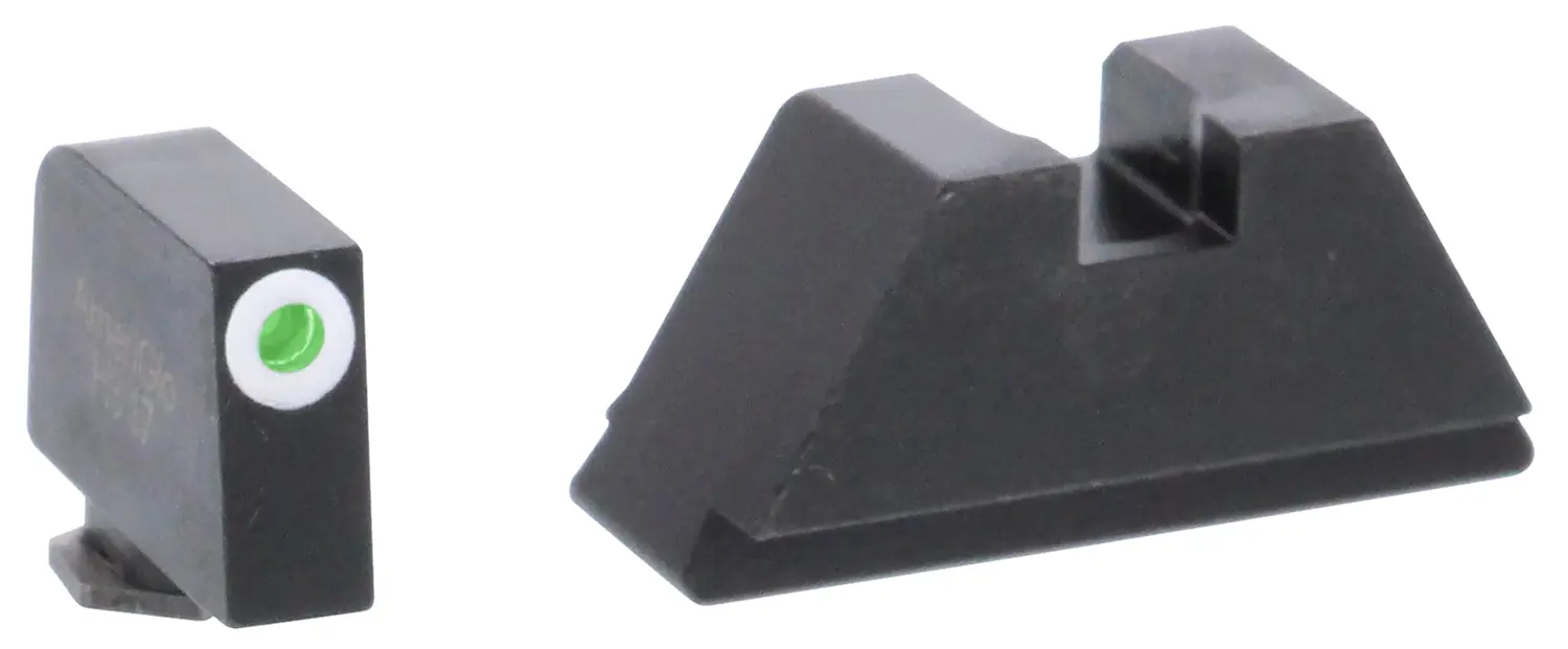AmeriGlo GL411 Optic Compatible Sight Set for Glock XL Tall Green Tritium White Outline Front Sight-Green Tritium Black Rear Sight