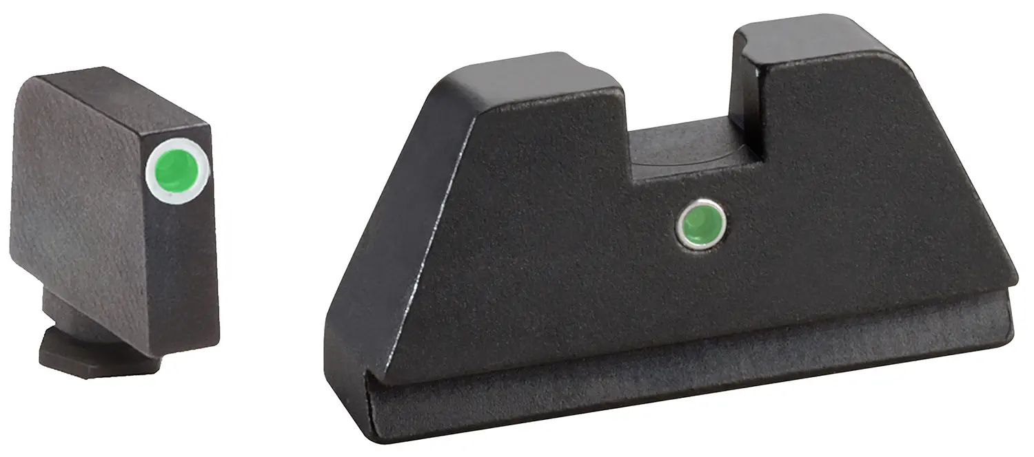 AmeriGlo GL191 Optic Compatible Sight Set for Glock XL Tall Green Tritium White Outline Front Sight-Green Tritium Rear Sight