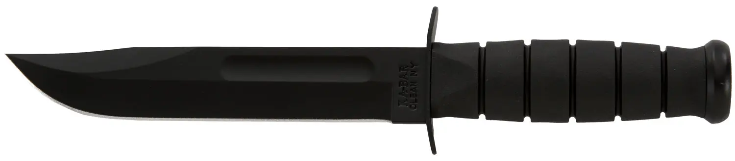 Ka-Bar 1211 Fighting/Utility 7" Fixed Clip Point Plain Black 1095 Cro-Van Blade, Black Kraton G Handle, Includes Sheath