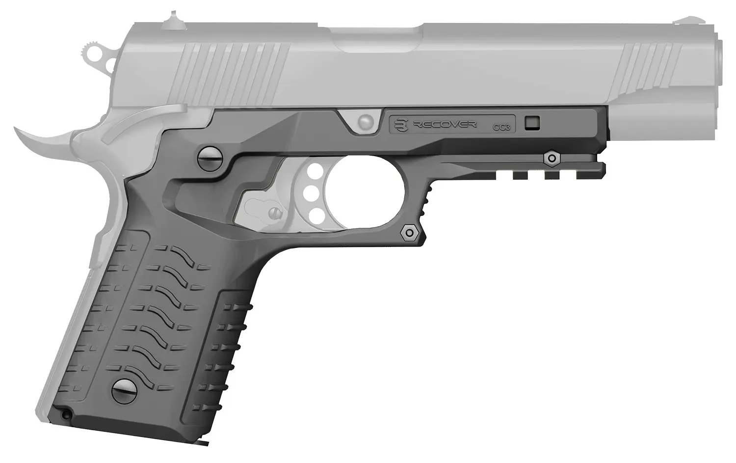 Recover Tactical CC3H04 Grip & Rail System Gray Polymer Picatinny for Standard Frame 1911