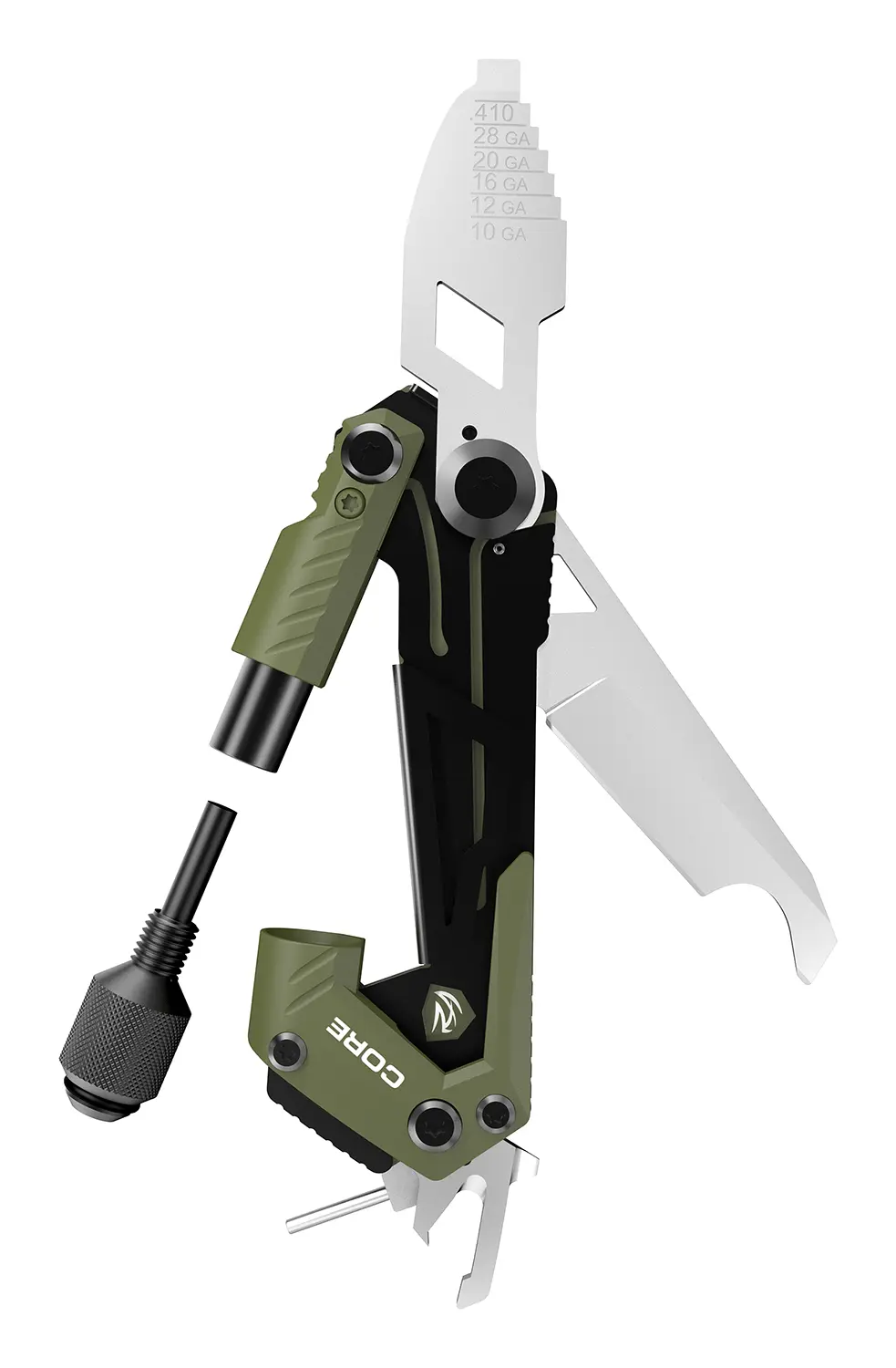 Real Avid AVGTCORSG Core Gun Tool Shotgun Olive Green/Black Stainless Steel Folding 1.50" Shotgun