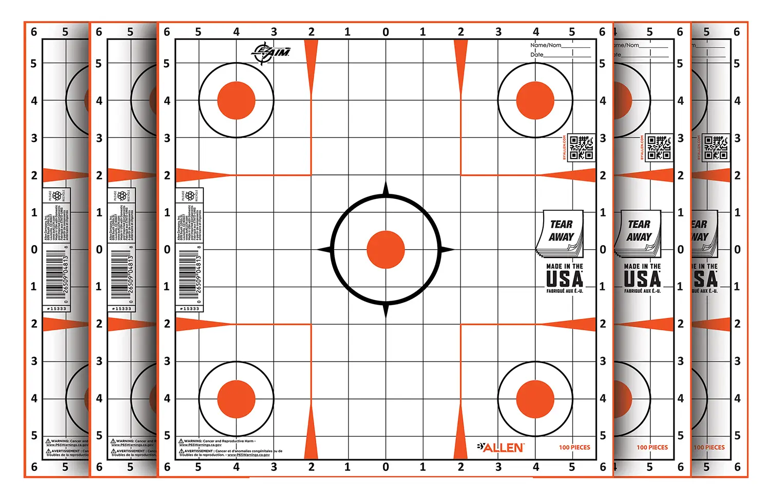 EZ-Aim 15333100 Sight-In Grid Paper Self-Adhesive 12" x 12" Orange/White 100 Per Pack