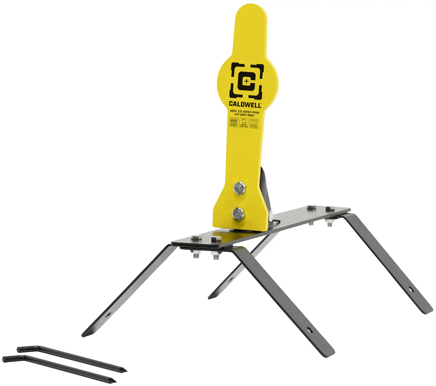 Caldwell 1178560 Auto Reset 33% Rifle Yellow AR500 Steel Pepper Popper Includes Ground Stakes