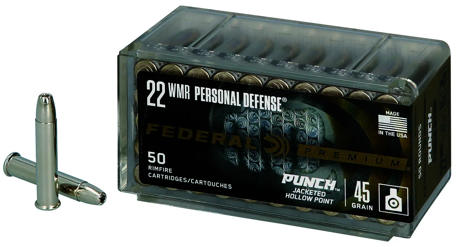 Federal PD22WMR1 Premium Personal Defense Punch 22WMR 45gr Jacketed Hollow Point 50 Per Box/60 Case