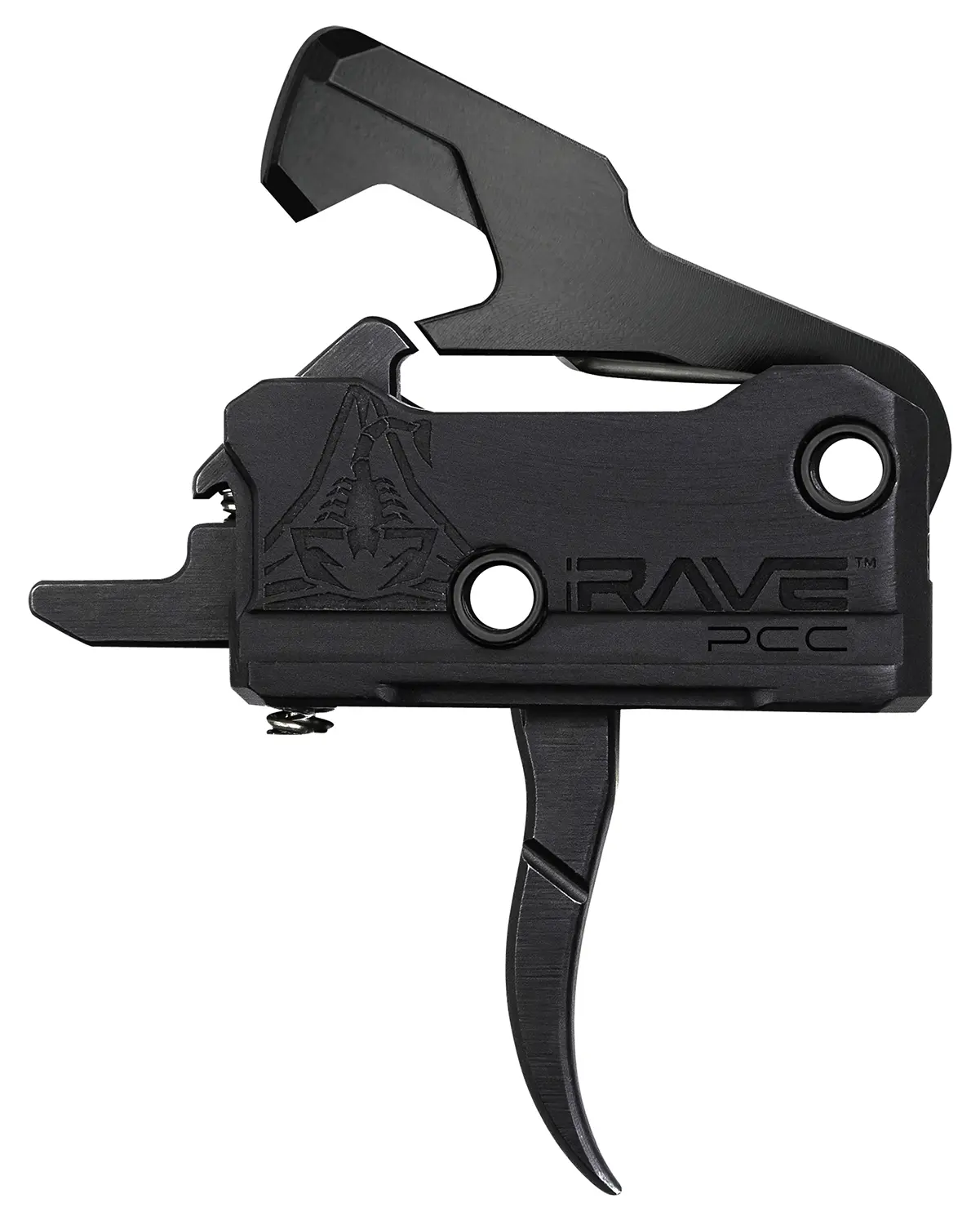 Rise Armament T017PCCBLK Rave Pistol Caliber Carbine Single-Stage Curved Trigger with 3.50 lbs Draw Weight & Black Nitride Finish for AR-Platform