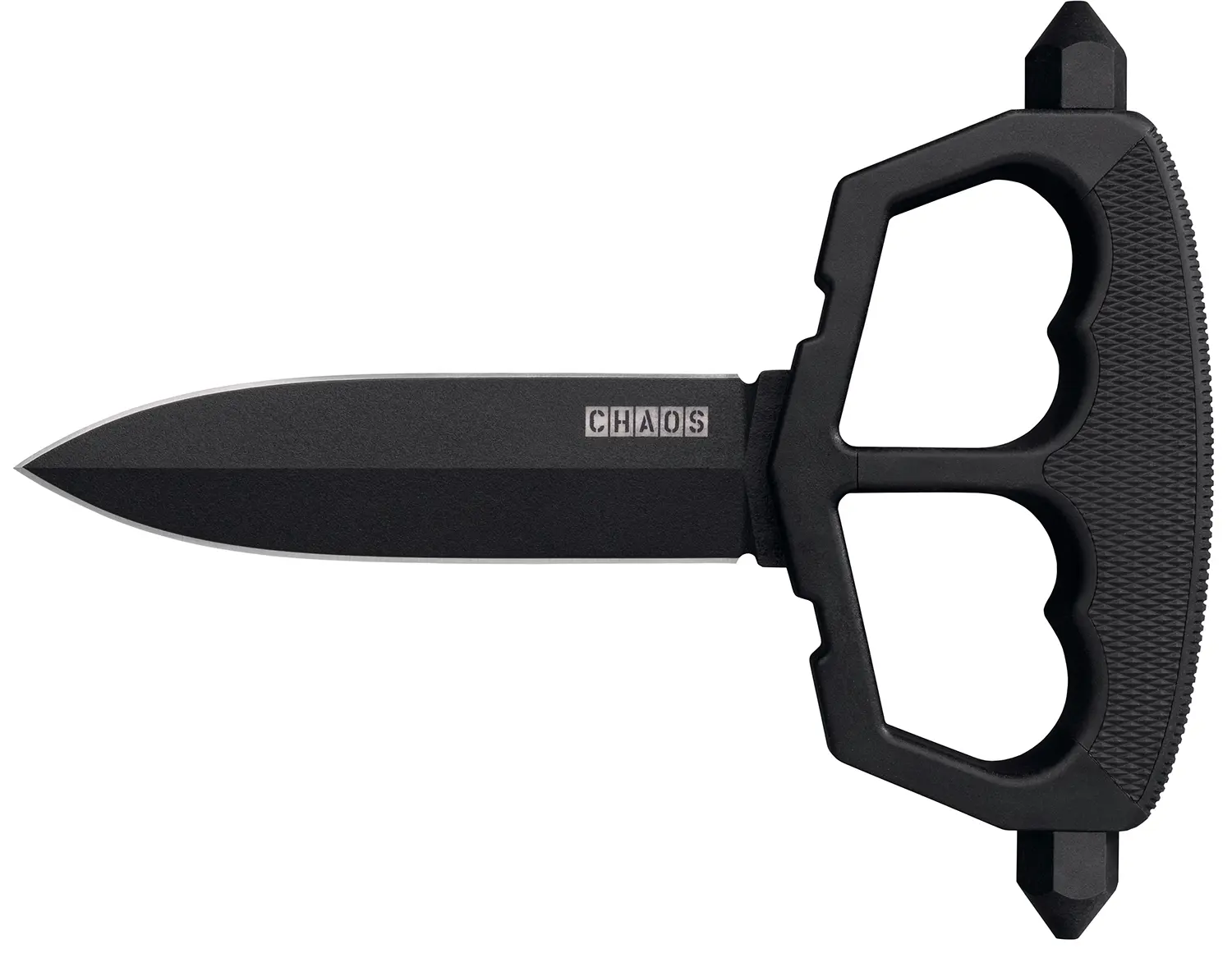 Cold Steel CS80NT3 Chaos Push Knife 5" Fixed Plain Black Matte Powder Coat SK-5 Steel Blade/ Black w/D-Guard Handle Griv-Ex w/Overmold Kray-Ex Handle Includes Belt Loop/Sheath