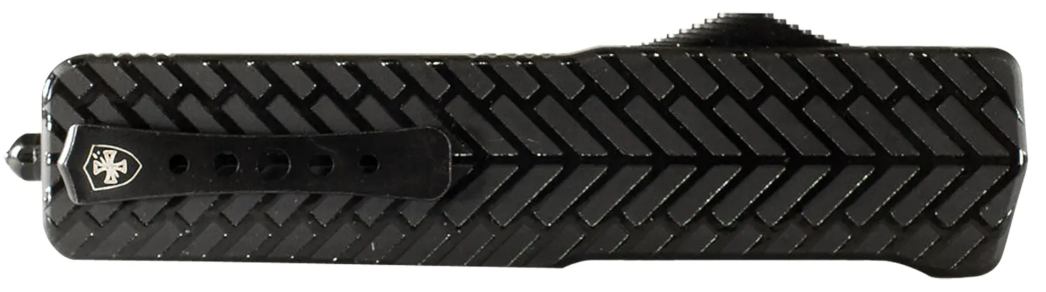 Templar Knife LAHBG52 Premium LW Large 3.55" OTF Tanto Part Serrated Black Oxide Stonewashed D2 Steel Blade, 5.25" Black Herringbone Aluminum Handle